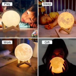 Moon Lamp LED Night Light Battery Powered With Stand Starry Lamp Bedroom Decor Night Lights Kids Gift Moon Lamp